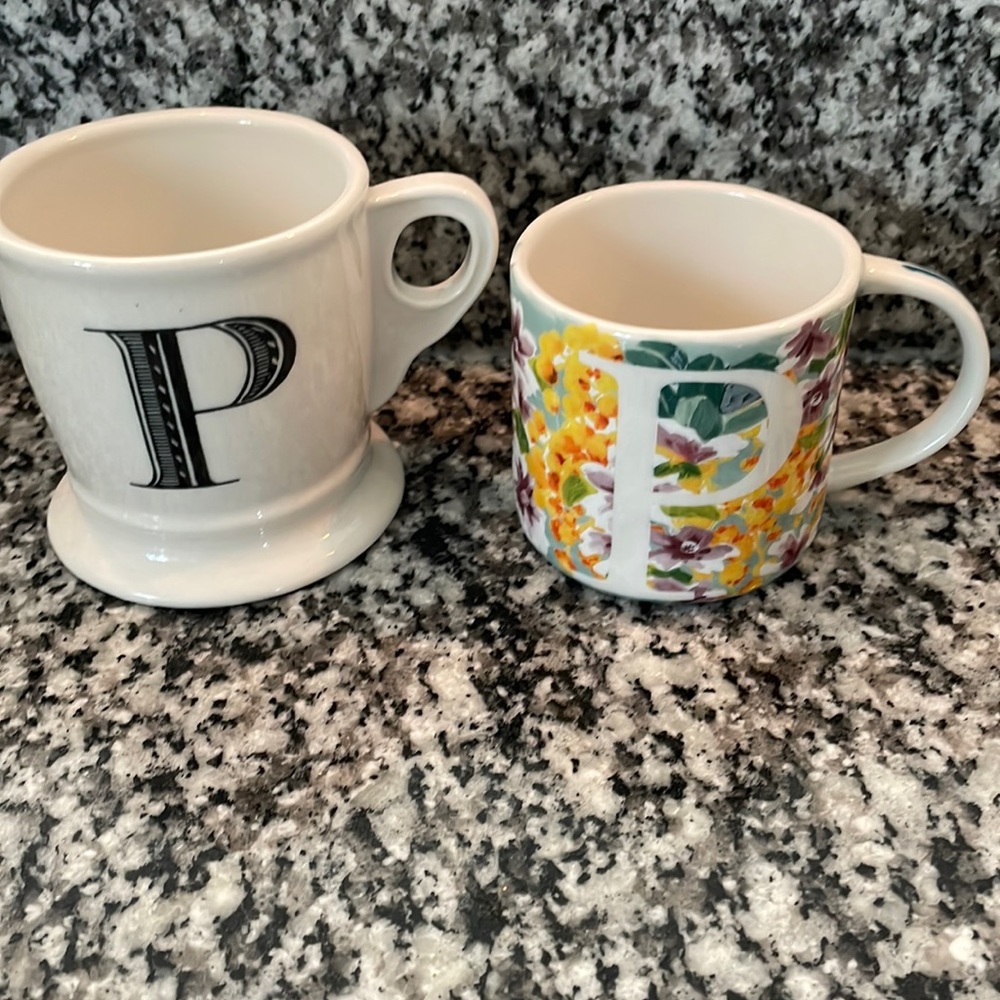 Set Lot Bundle of 2 Two Anthropologie Letter P Initial Monogrammed Handl…
